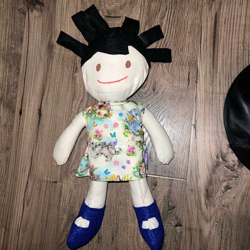 Denim & Flower Black and White Stuffed Animal